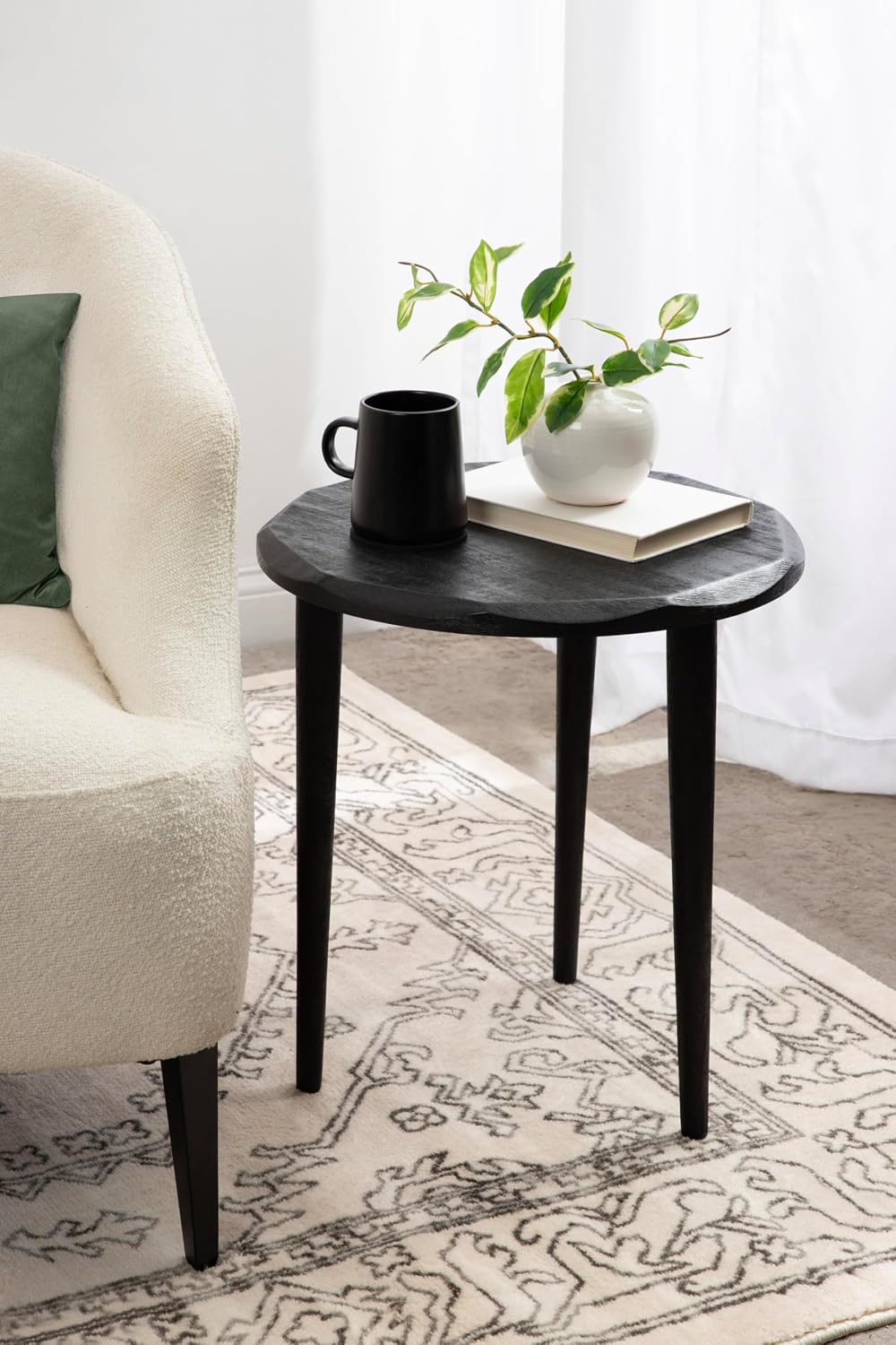 Kate and Laurel Tavares Modern Wooden Round Side Table, 18 x 18 x 20, Black, ...