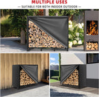 4FT Firewood Rack Outdoor with Cover, Heavy Duty Adjustable Firewood log Storage & Holder, Wood Pile Lumber Storage Rack Stacking Outside for Courtyard Patio.