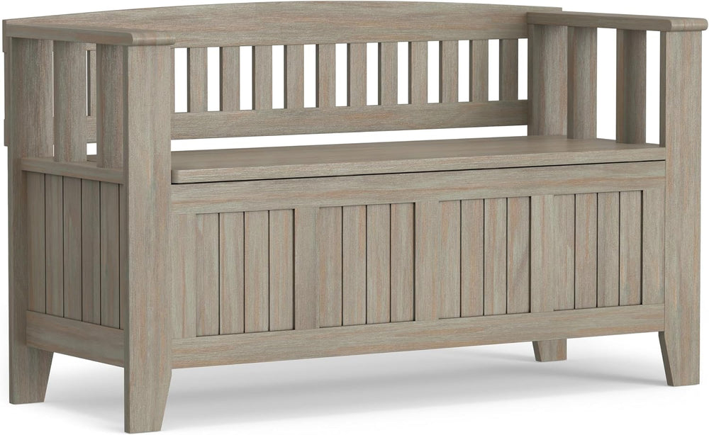 SIMPLIHOME Acadian Solid Wood 48 inch Wide Storage Bench that Seats 2 and 36 ...