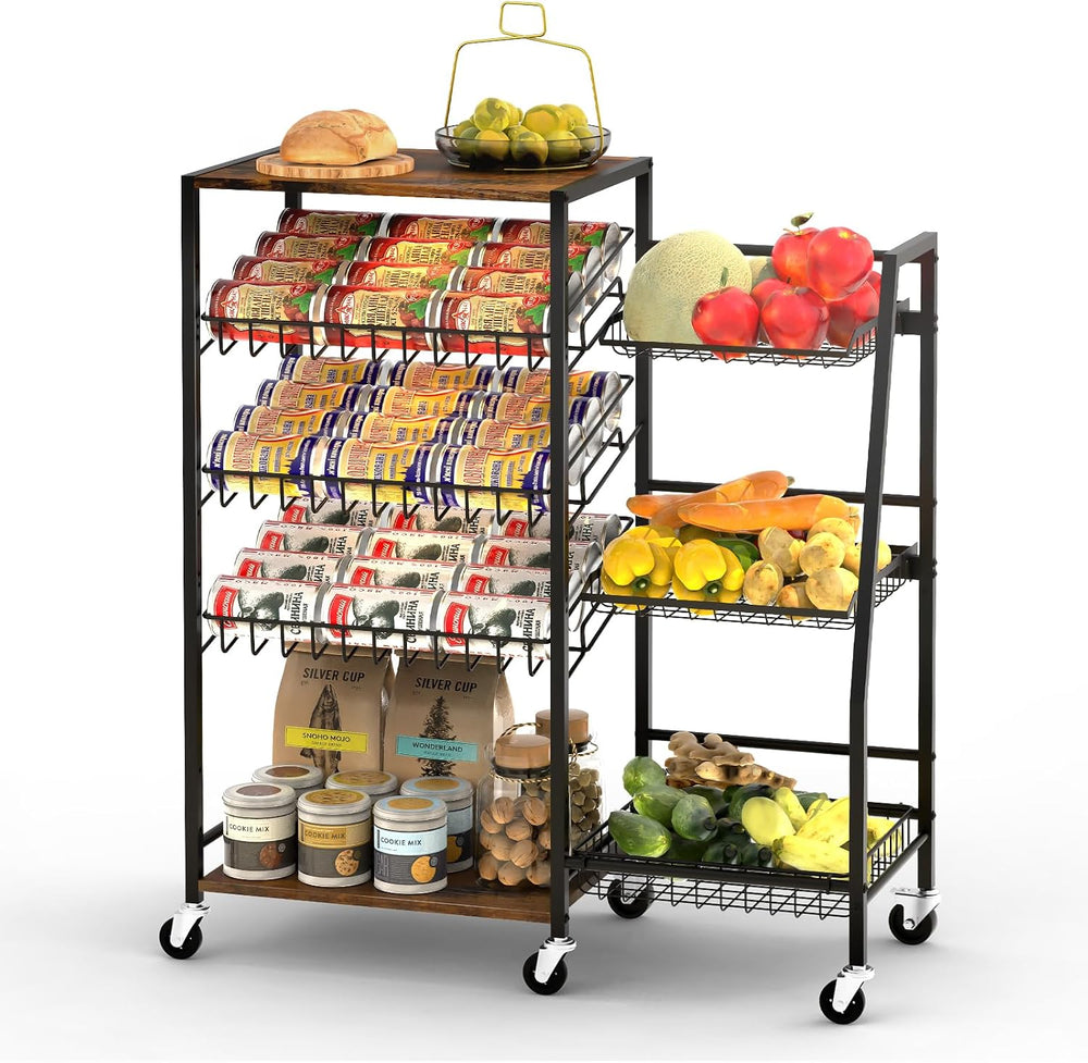 Pinzoveco 5-Tier Rolling Kitchen Storage Carts, Snack Cart with Wheels, Fruit...