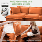 Aoowow Oversized Modular Sectional Sofa Chair Set of 2, 49” Chenille Fabric Single Armchair Comfy Deep Seat Couch Sofa with Big Toss Pillows for Living Room Apartment Office(Orange-Chenille)