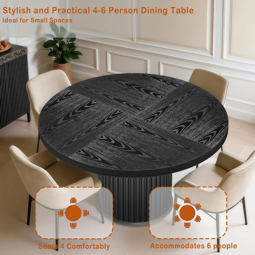 Oigavfd Black Round Dining Table for 4, 47" Circle Dining Table,with MDF...