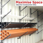 OAKMOORE Shipping Container Pipe Rack - Heavy Duty 4 Pack Shipping Container Pipe Storage Shelves for Jobsites - Conex Compatible - No Drilling Required