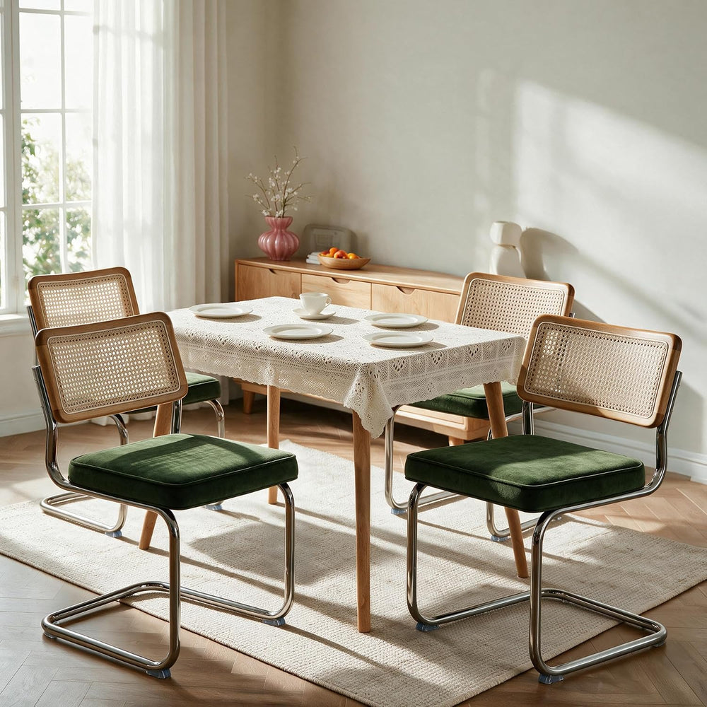 GrandNoor Natural Rattan Dining Chairs Set of 4, Cesca Design Kitchen Chair