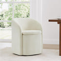 Upholstered Dining Chairs with Casters, No Assembly Rolling Modern Dining Room Chairs with Hidden Storage & Barrel Backrest, Accent Chair for Bedroom, Living Room, Dressing, Linen, Set of 1