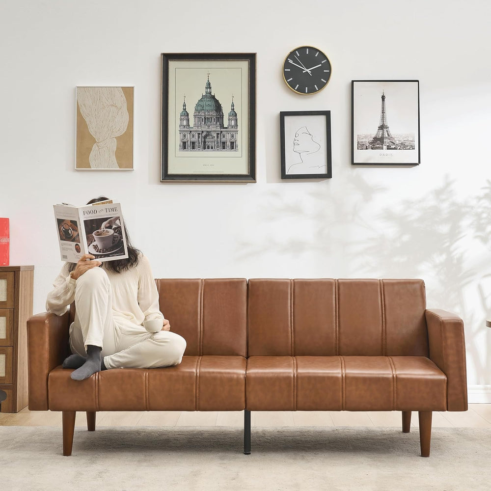 Garvee Modern Futon Sofa Bed, Convertible 75" Sleeper with Adjustable Ba...