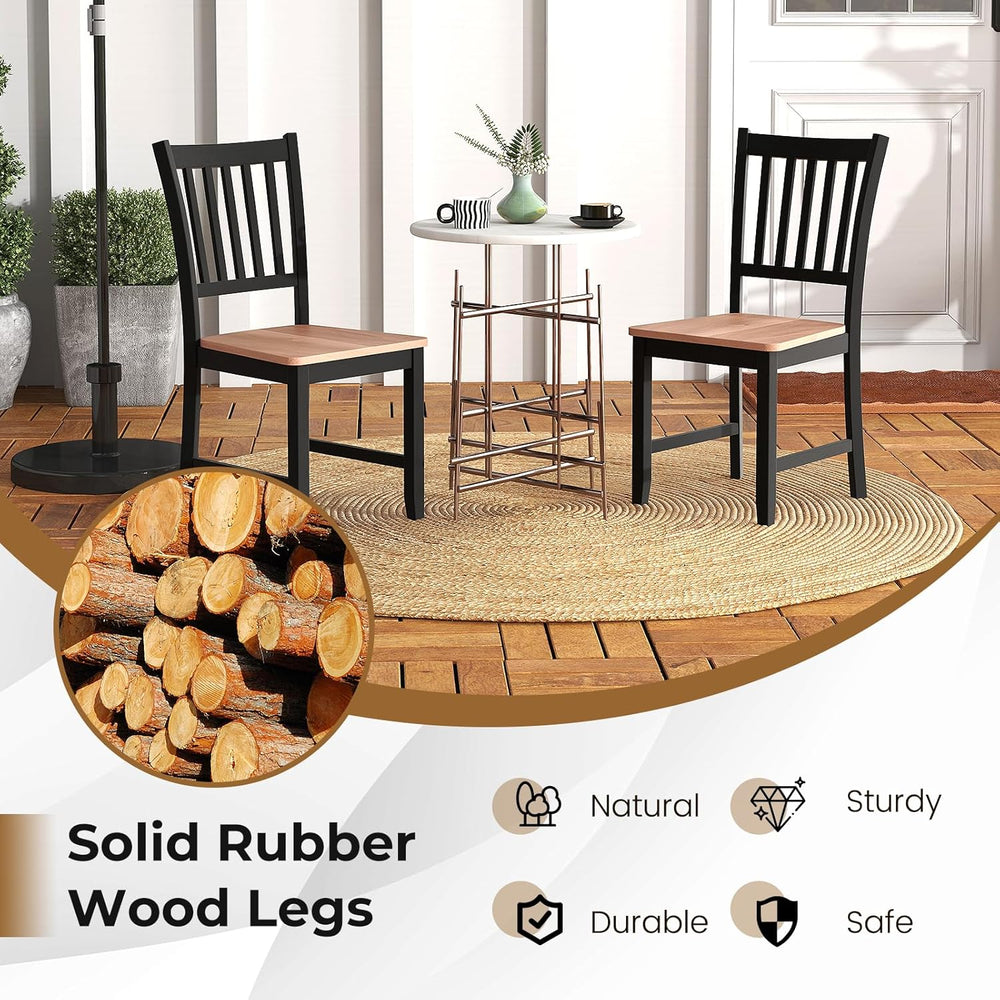 POWERSTONE Dining Chairs Set of 4, Wooden Windsor Kitchen Chair with Large Se...