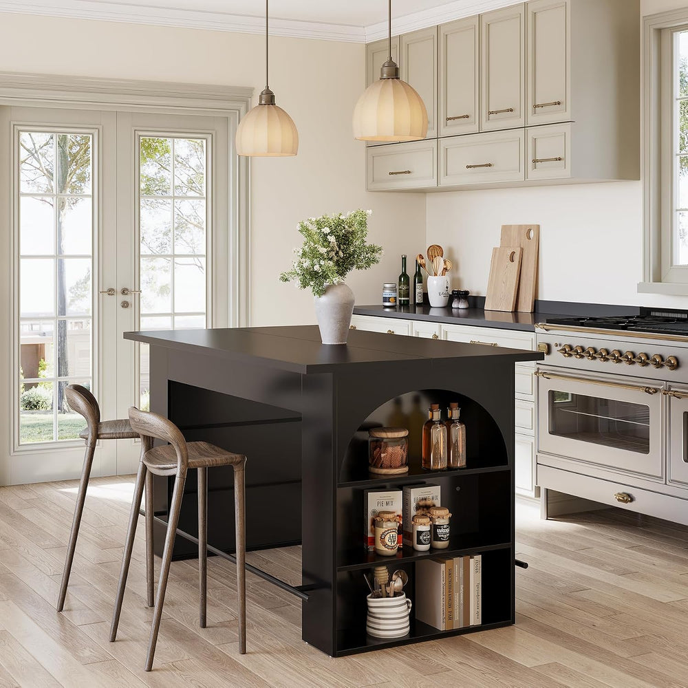 LITTLE TREE 63" Kitchen Island with Storage, Large Prep & Dining Tab...