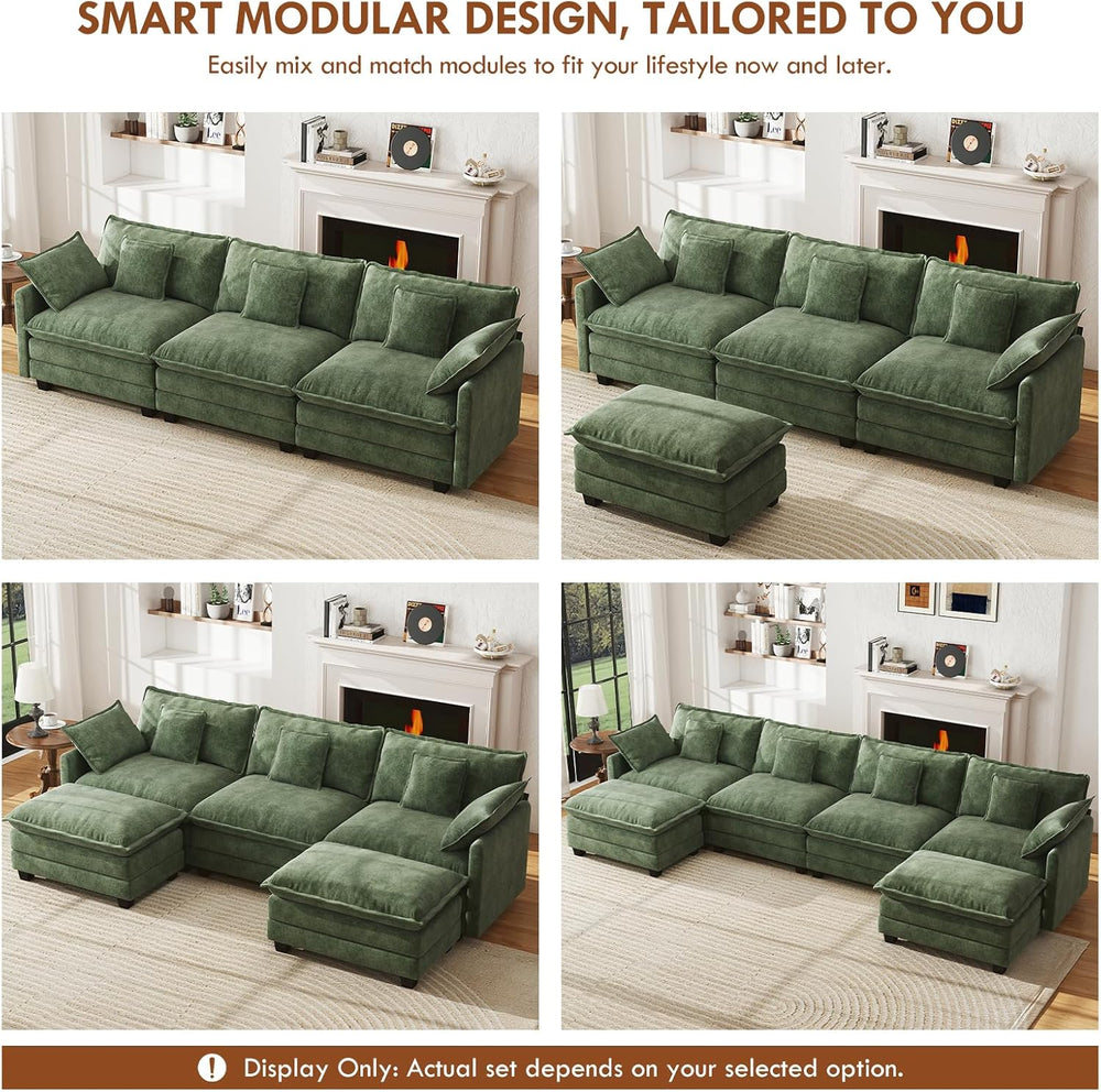 WorthFurni 111.4" Modular Sectional Sofa, U Shape Cloud Couch with 2 Mov...