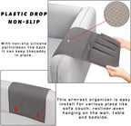 NB Sofa Armrest Organize remote holder bedside caddy organizer with 5 pockets，non-slip couch remote control holder couch armchair caddy accessories (Dark Grey, 35"x12.4")
