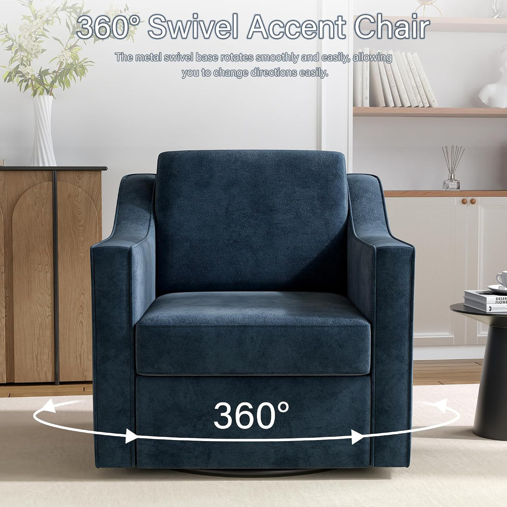 Swivel Accent Chairs Set of 2, 360° Swivel Armchairs with Deep Seat, Navy