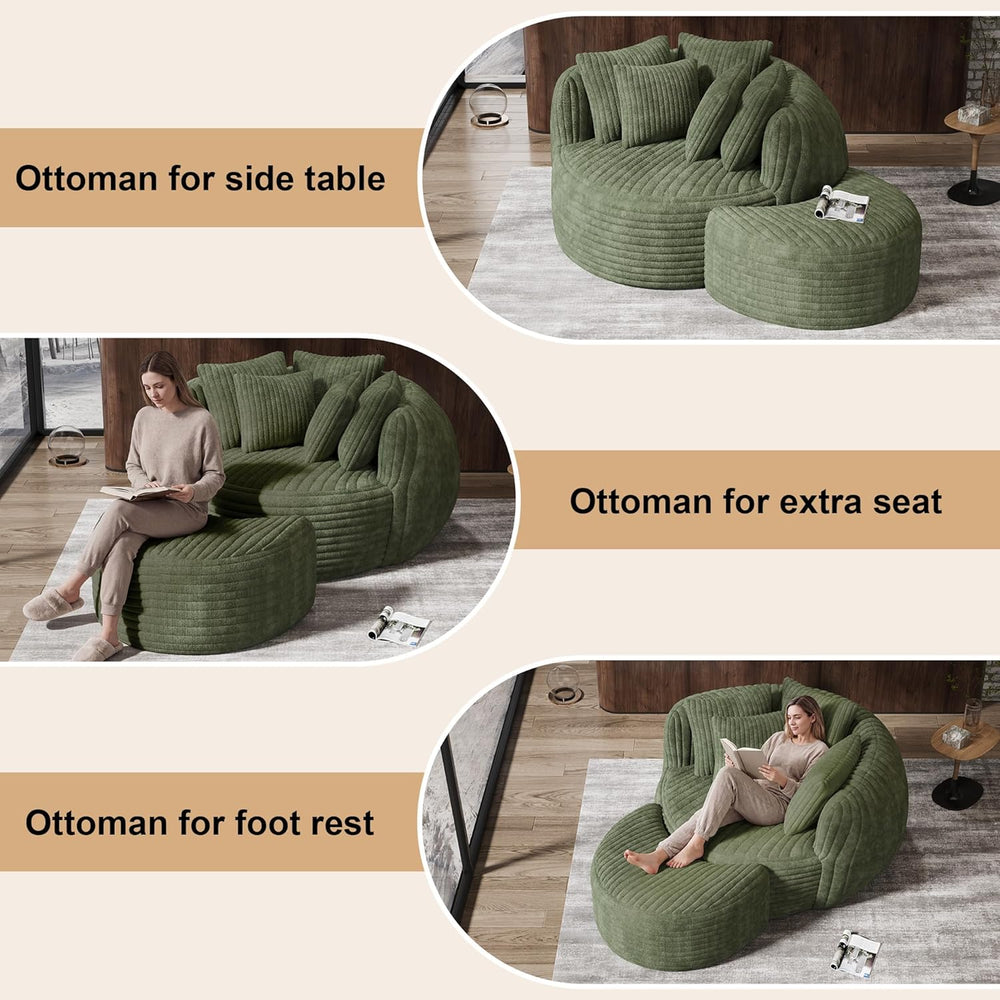 DAMAIFROM 50.5" W x 67" D Oversized Chaise Lounge Chair with Ottoma...