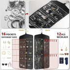 CHICECO Travel Jewelry Holder Organizer,Hanging Jewelry Organizer Storage with Zippered Pockets for Cloest,Jewelry Holder for Earrings, Necklaces（Black）