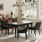 Modern Dining Chairs Set of 4, Upholstered Corduroy Dining Room Chairs with Wood Legs, Mid-Back Padded Kitchen Side Chairs for Dining Room, Black