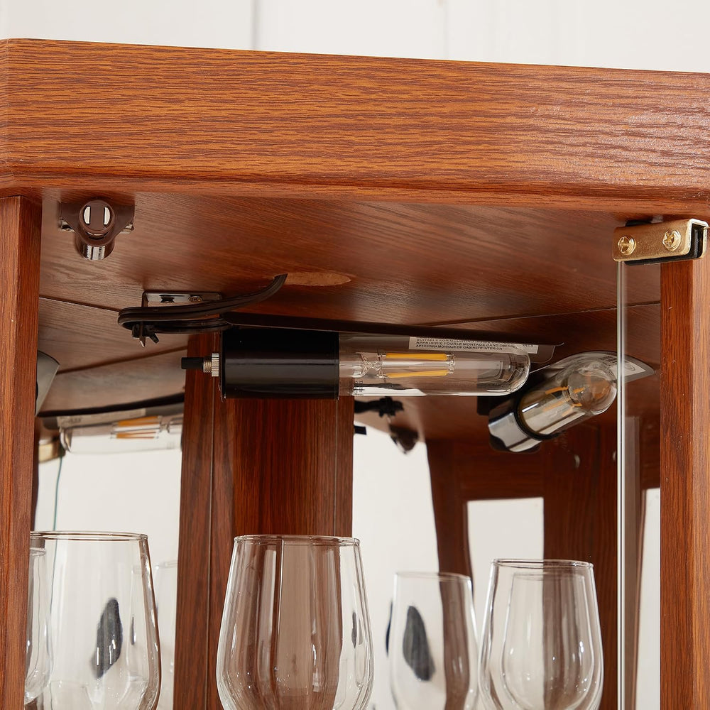 Tall Corner Cabinet with Glass Doors, Lighted Glass Display Curio Cabinet wit...
