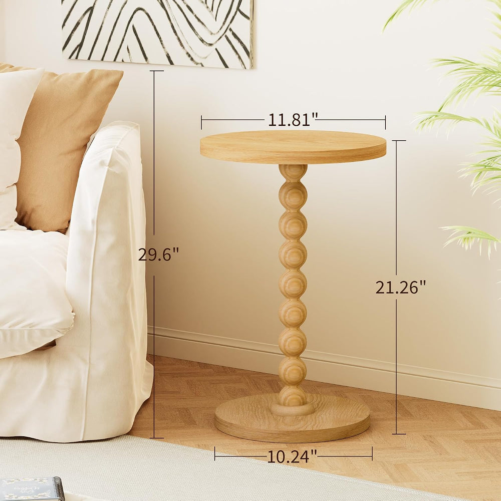 Round Side Table, Drink Table for Small Spaces, Modern Accent Nightstand with...