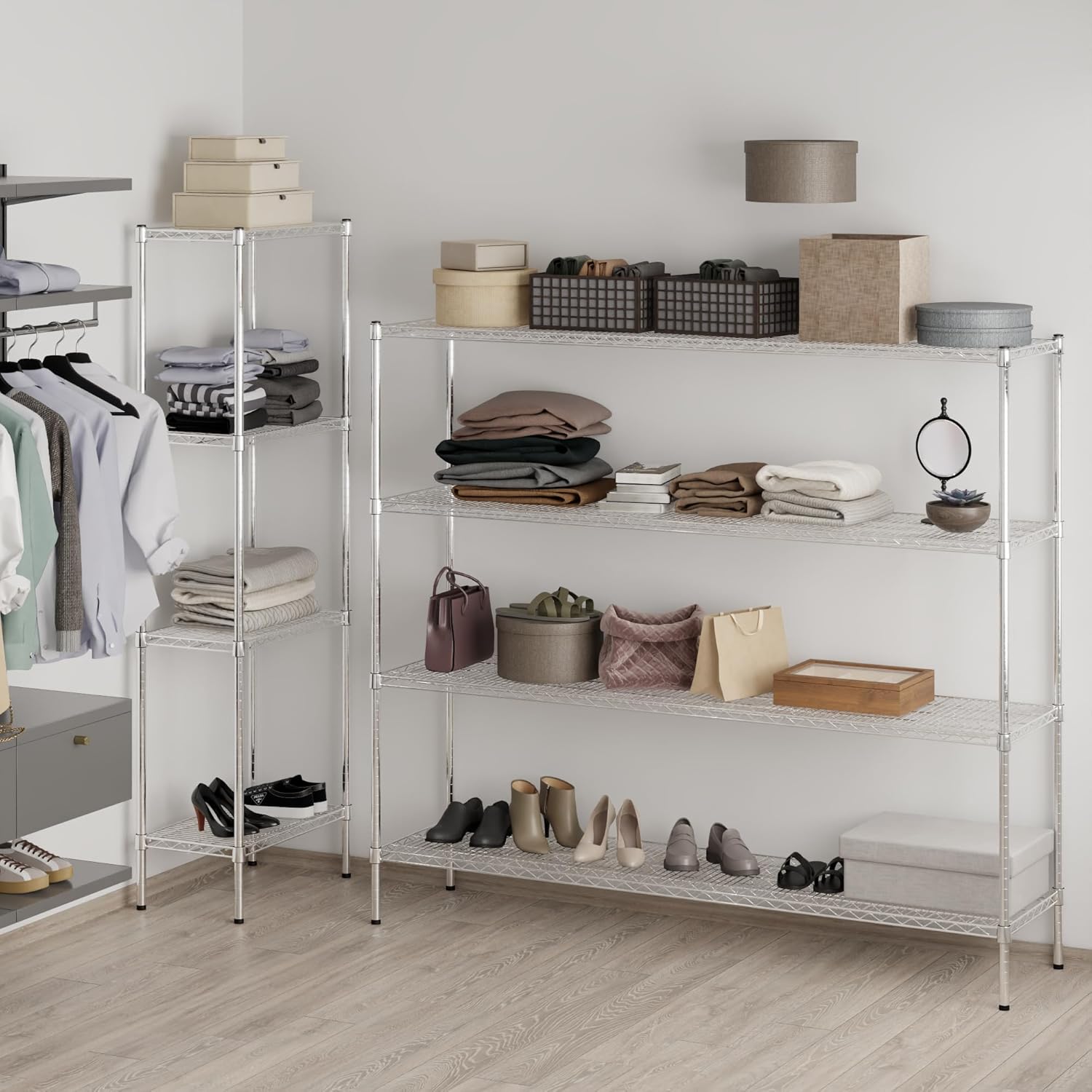 18" Deep x 72" Wide x 64" Height Wire Shelving Kit | 4-Tier | NSF Commercial Storage Rack Unit