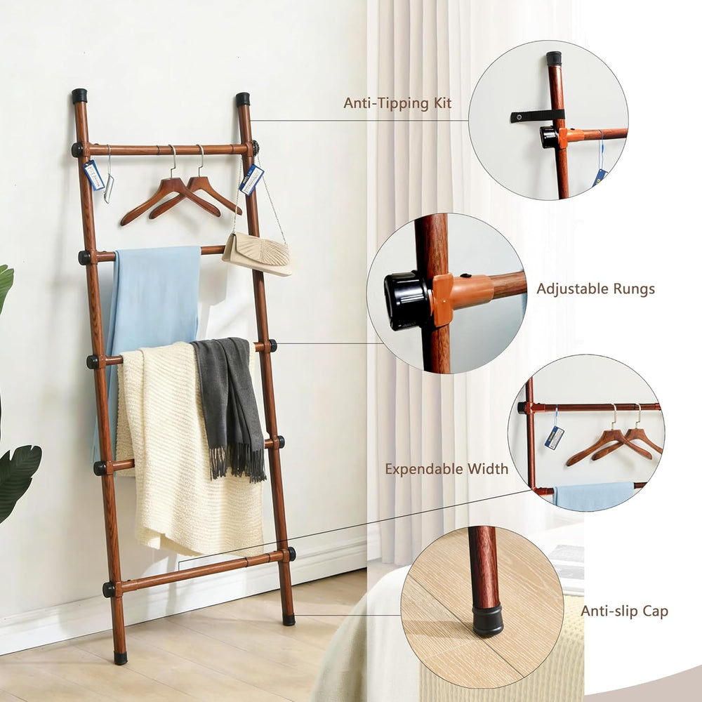 SIBRAD Expandable Blanket Ladder for Living Room, Adjustable Width (17.3&quot...
