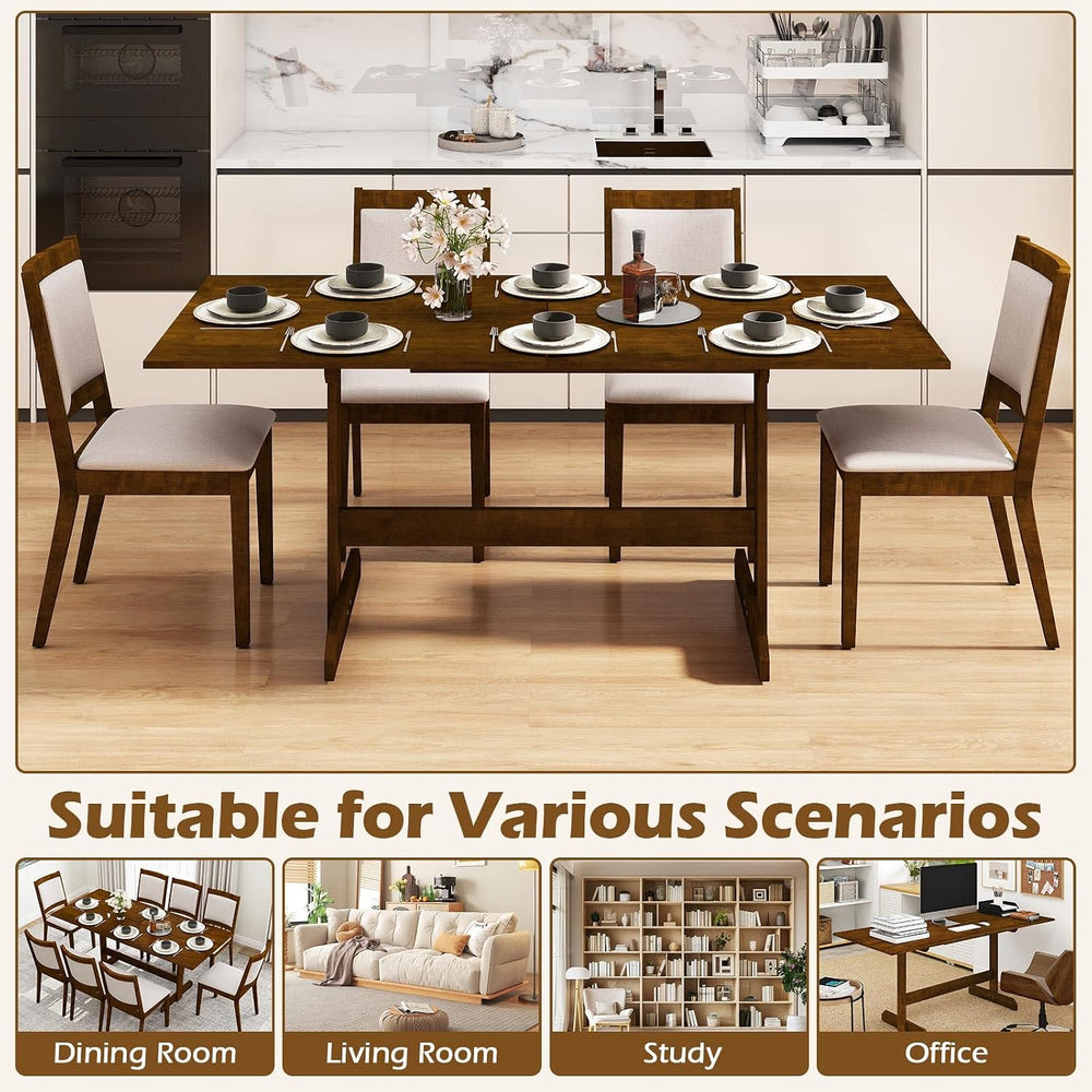 Giantex 71" Dining Table for 6-8, Large Kitchen Table with H-shaped Rubb...