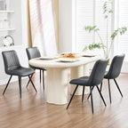 Dining Chairs Set of 4, Modern Dining Chairs with Thick Cushions, PU Leather Upholstered Kitchen Dining Room Chairs with Metal Legs for Dining Living Room (Dark Grey)