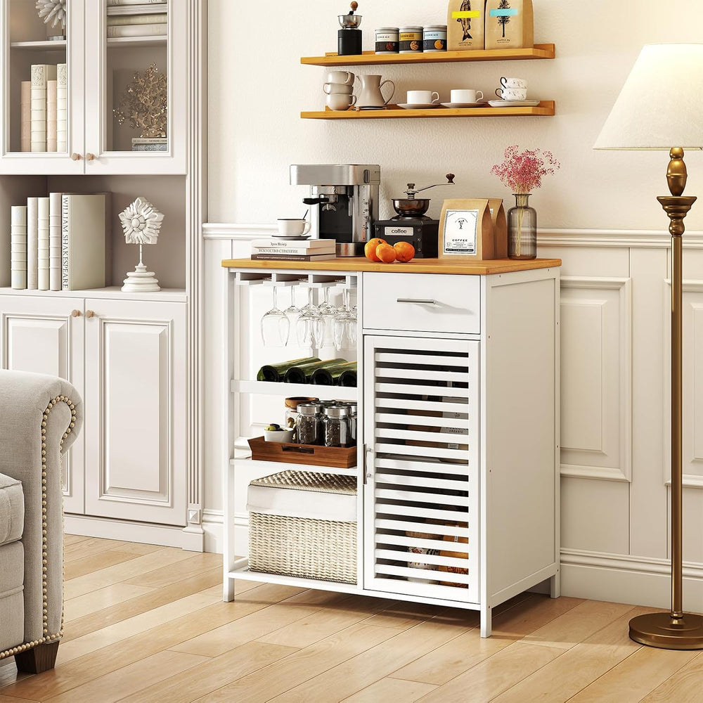 Giantex Kitchen Island with Storage Cabinet, Glass Holder, Wine Rack | 30&quo...