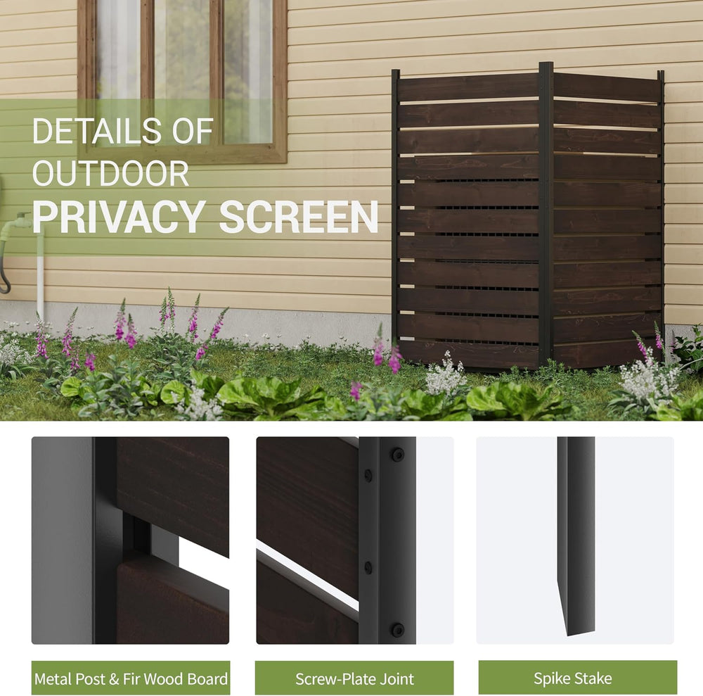 Wood Privacy Screen No Dig Outdoor Garden Fence (Dark Brown, 61 * 37.8 in)