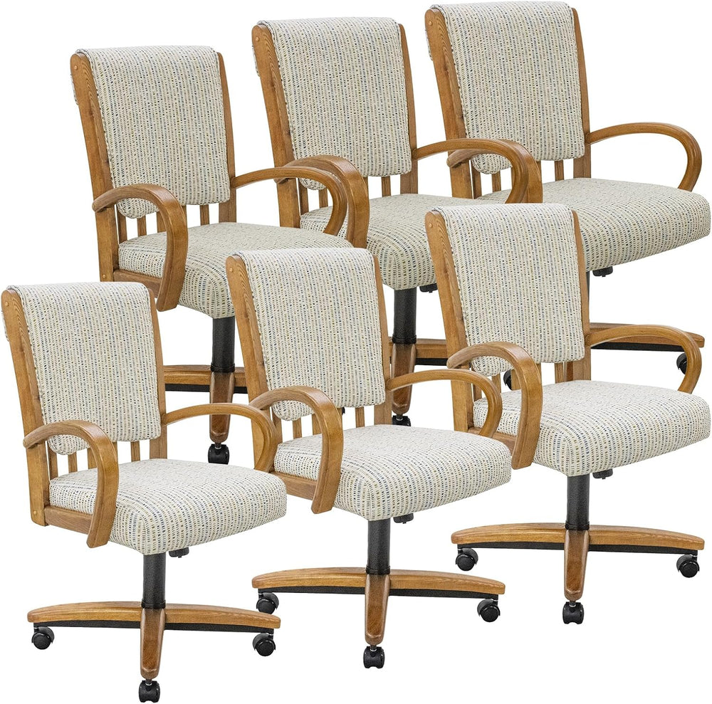 Chromcraft Set of 6 Caster Swivel Tilt Dining Chairs, Ultra Comfort Kitchen C...