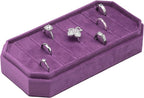 Velvet Ring Organizer Display Tray Jewelry Box Earring Holder Case for Wedding Birthday Christmas Day (Purple)