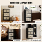 Stackable Storage Bins with Lids,Collapsible Plastic Storage Box Closet Organizers and Storage with Wheels and Magnetic Door for Home Office Dorm (3 Pack)