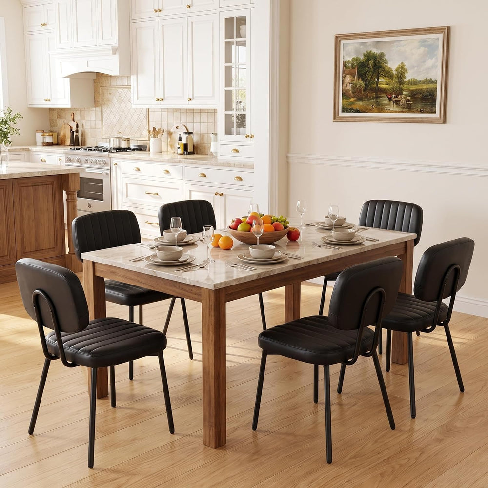 DUMOS Dining Chairs Set of 6, PU Leather Dining Room Chairs with Backrest