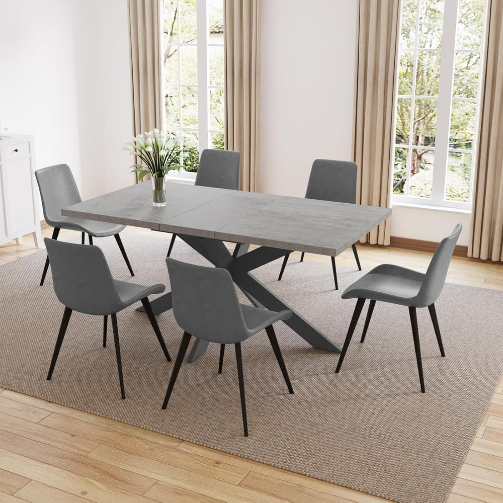 ZckyCine 51"-67" Extendable Dining Table Set with 6 Dining Chairs, ...