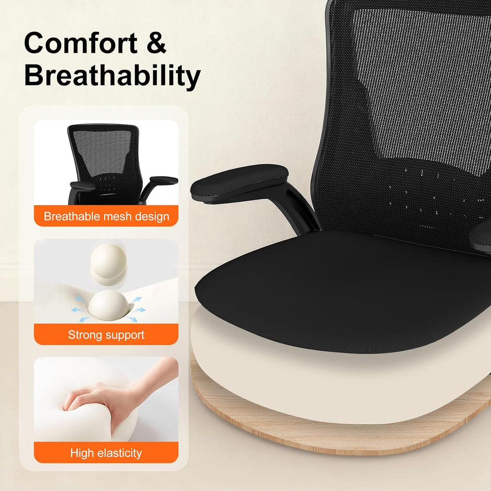 Ergonomic Office Chair, Comfy Mesh Desk Chair with Flip-up Armrests | 300lbs ...