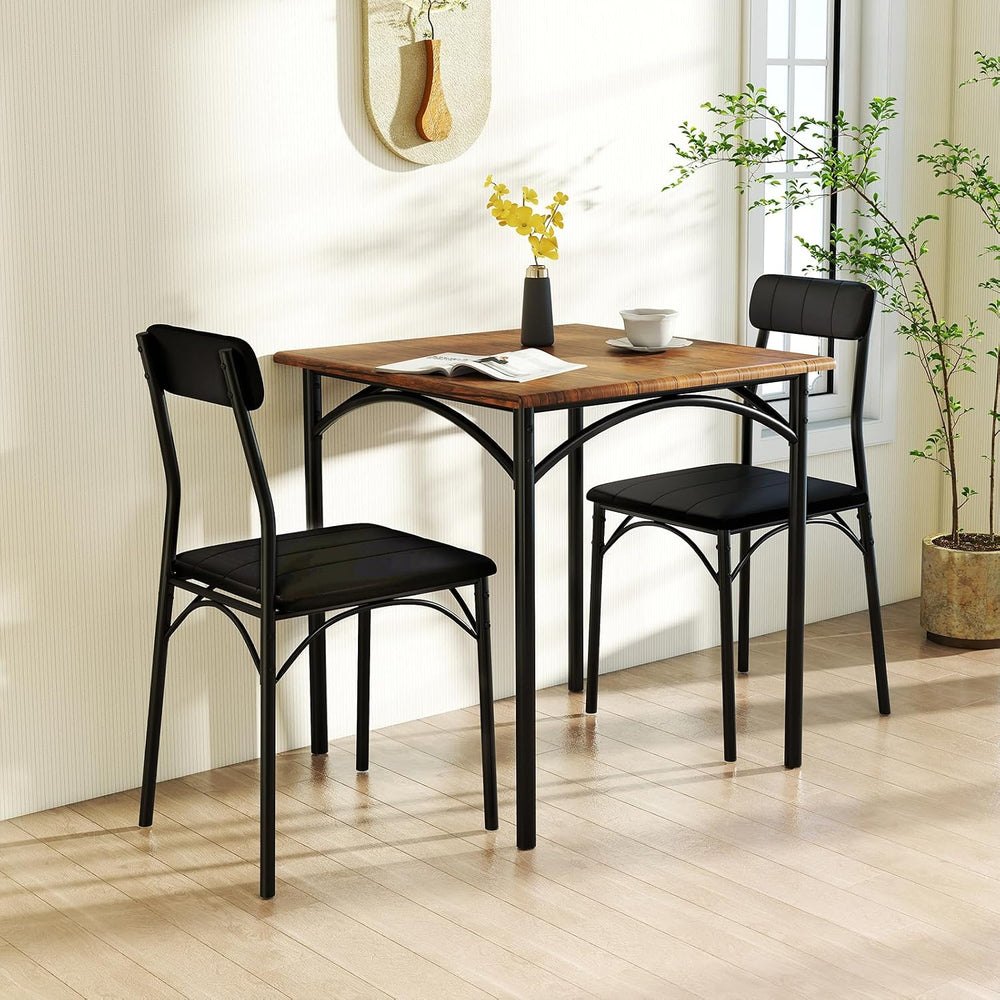 Giantex 3-Piece Dining Table Set, Square Kitchen Table with 2 Upholstered Arm...