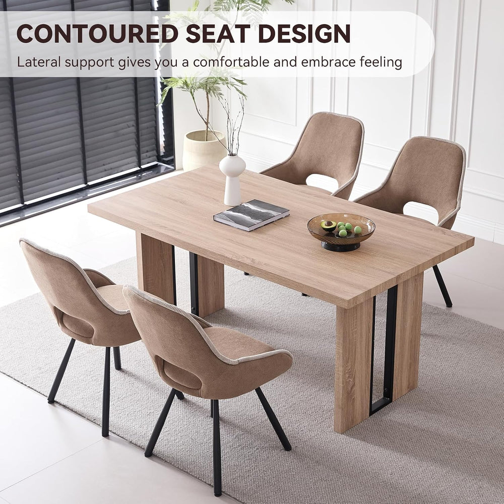 Dining Chair Set of 2, Upholstered 360° Swivel Chairs, Brown | Modern Dining ...