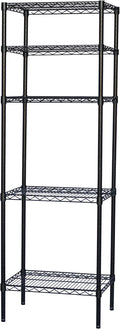 Shelving Inc. 8" d x 30" w x 54" h Black Wire Shelving with 5 Tier Shelves, Weight Capacity 300lbs Per Shelf