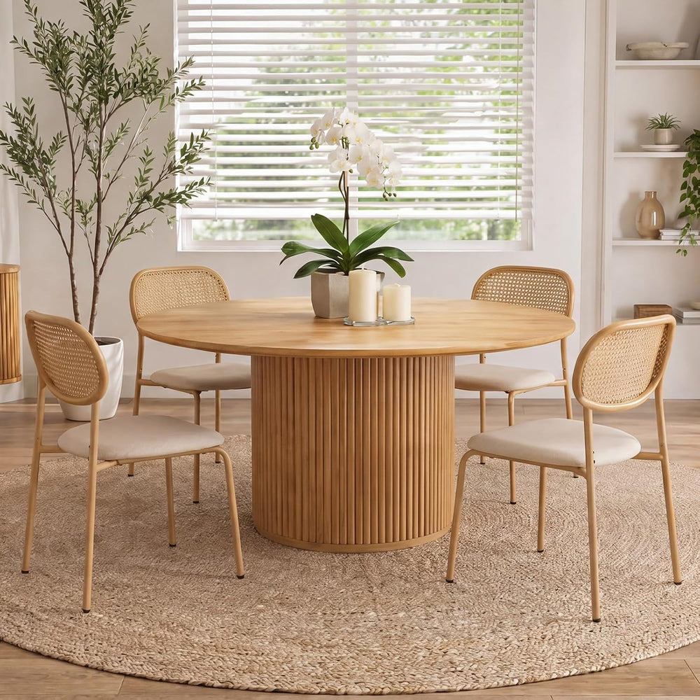 COSVALVE Boho Dining Chairs Set of 4 with Rattan Back, Rattan Dining Chairs