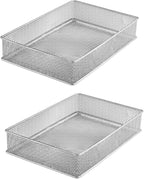 YBM HOME Silver Mesh Drawer Cabinet and or Shelf Organizer Bins, School Supply Holder Office Desktop Organizer Basket (2, 6x9x2 Inch)