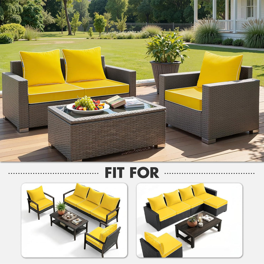 MIULEE Yellow Outdoor Seat Cushion 22x22 Inch Waterproof Cushion