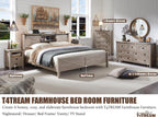 T4TREAM 18" Nightstand Set of 2 with Charging Station, Light Rustic Oak | Farmhouse, Rustic End Table, Open Shelf, 2 Drawers, Living Room, Side Table, Wood Bedside Table, Unique Corner Accent