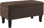 Convenience Concepts Designs4Comfort Winslow Storage Ottoman Bench 32" - Transitional Upholstered Footstool & Seat, for Living Room, Entryway, Hallway, & Bedroom, Medium Brown Fabric