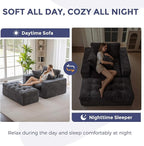 MAXYOYO Modular Sectional Chaise Lounge Sofa, Upholstered Lounge Chair with Ottoman, Comfy Couch with Layered Cushion, Tufted Upholstered Sleeper Chair for Living Room, No Assembly, Dark Grey