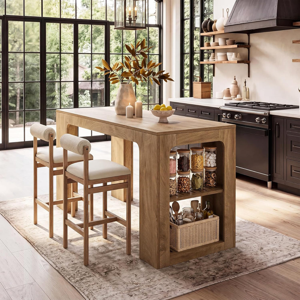 Tribesigns 63'' Long Kitchen Island with Storage, Wooden Counter Heig...