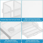 Marbrasse Larger Mesh Desk Organizer with Drawer, Multi-Functional Pen Pencil Holder, Easy Assembly, Desk Organizers and Accessories for Office Art Supplies (White)