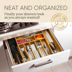 Night Tree Deep Bamboo Drawer Organizer – Expandable Utensil and Silverware Tray for Kitchen Cutlery and Flatware, Large Size (21.6" or 13.7" x 17" x 2.5")
