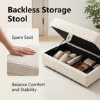 Modern Corduroy Sofa Storage Ottoman, Upholstered Memory Foam Footrest (Beige Footrest)