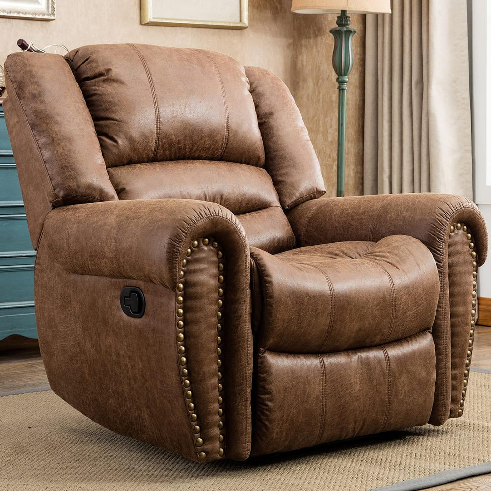 CANMOV Leather Recliner Chair, Classic and Traditional Manual Recliner Chair ...