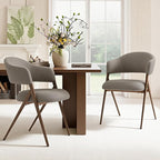 COLAMY Dining Chairs Set of 2, Mid Century Modern Dining Room Kitchen Dinner Chairs with Iron Legs, Open Back and Padded Seat, for Living Room/Bedroom/Restaurant/Cafe, Taupe