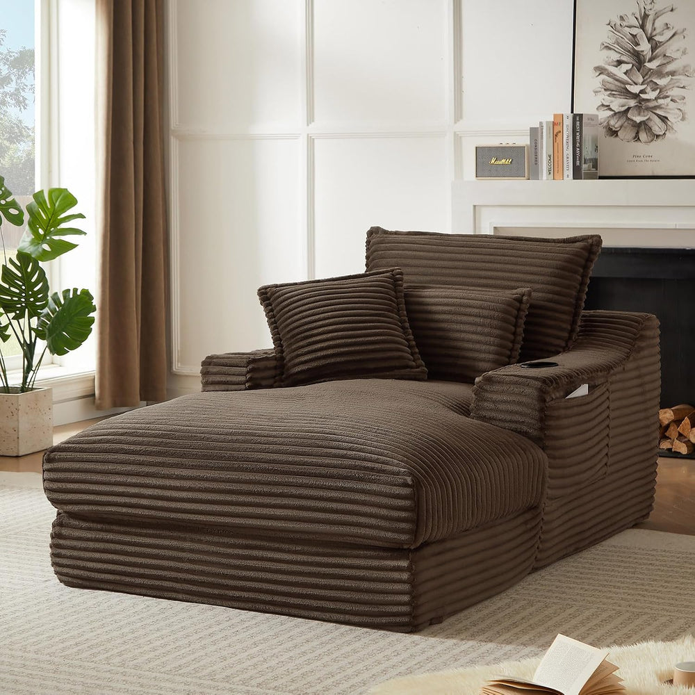 47.2"Oversized Chaise Lounge Chair Indoor,Corduroy Reading Chair with Cu...