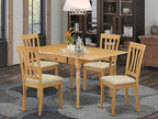 East West Furniture MZAN5-OAK-C 5 Piece Dinette Set for 4 Includes a Rectangle Dining Table with Dropleaf and 4 Linen Fabric Dining Room Chairs, 36x54 Inch, Oak
