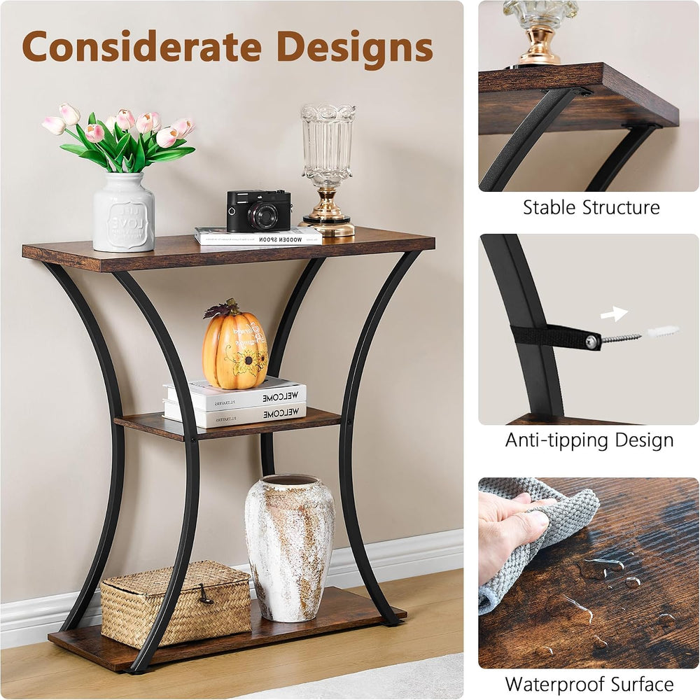 Hoctieon 3 Tier Console Table with Open Wood Shelves, Decorative Entryway Tab...